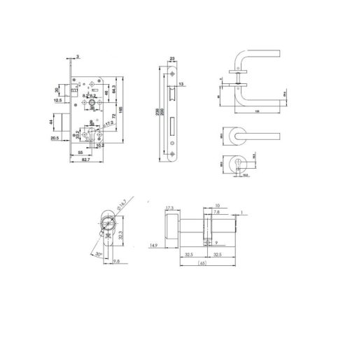 Bộ tay nắm gat DIY cho cửa WC Hafele 489.10.661 3 Thiết kế của bộ tay nắm cửa DIY cho cửa WC Hafele 489.10.661