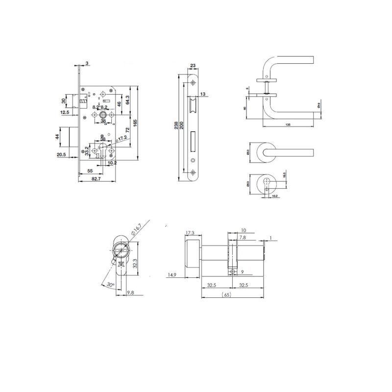 Thiết kế của bộ tay nắm cửa DIY cho cửa WC Hafele 489.10.661 Thiết kế của bộ tay nắm cửa DIY cho cửa WC Hafele 489.10.661