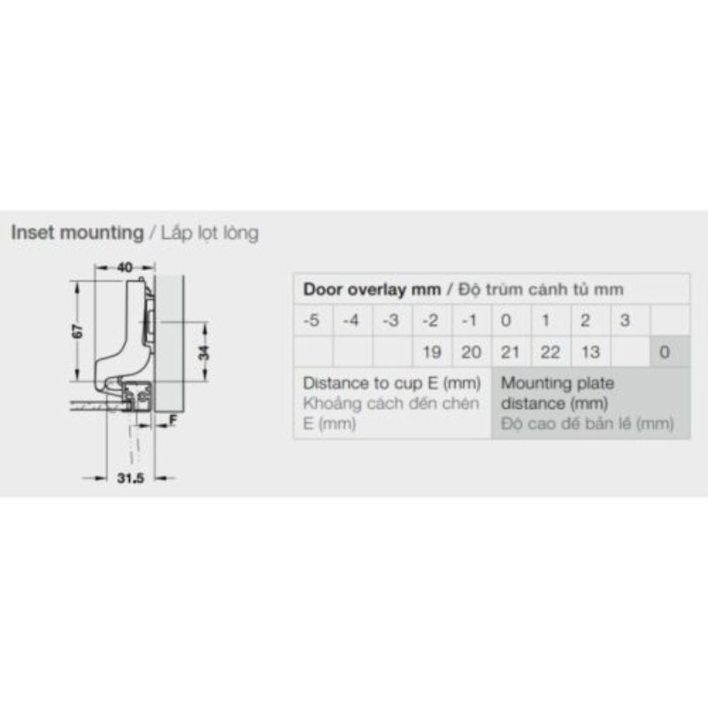 Kích thước bản lề khung nhôm đố nhỏ (lọt lòng) HÄFELE 315.26.702 Kích thước bản lề khung nhôm đố nhỏ (lọt lòng) HÄFELE 315.26.702
