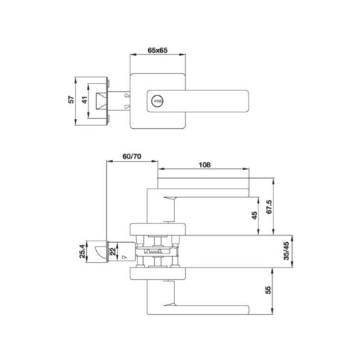 Khóa tay nắm gạt cửa WC Häfele DIY 499.63.973 3 Kích thước khóa tay nắm gạt cửa WC Häfele DIY 499.63.973
