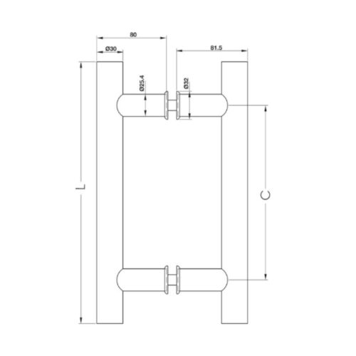 Tay nắm kéo chữ H dài 800 mm Hafele 903.01.804 4 kich thuoc tay nam keo chu h dai 800 mm hafele 903 01 804
