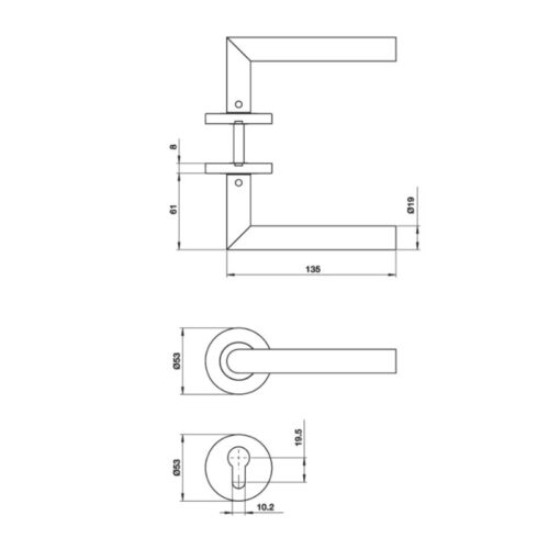 Bộ tay nắm gạt nắp chụp tròn dáng thẳng Häfele DIY 499.62.672 3 kich thuocbo tay nam gat nap chup tron dang thang hafele diy 499 62 672