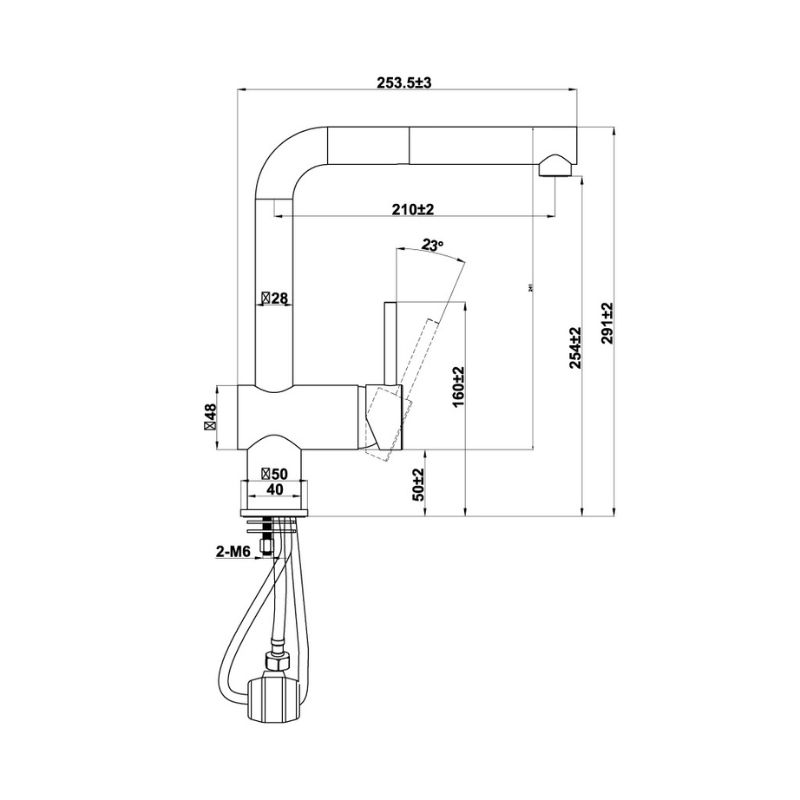 Kích thước vòi rửa bát nóng lạnh Hafele HT21-GH1P250 577.55.590 có dây rút Kích thước vòi rửa bát nóng lạnh Hafele HT21-GH1P250 577.55.590 có dây rút