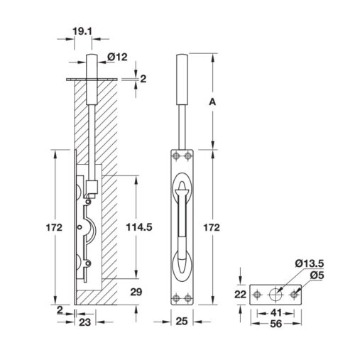 Chốt âm Hafele 911.81.368 3 kich thuoc chot am inox 25304 den mo hfele 911.81.368