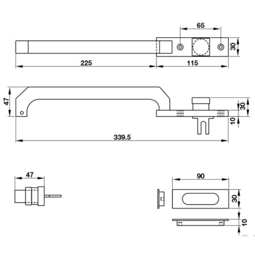 kich thuoc tay nam keo cua nhom hl255 hafele 904 00 573