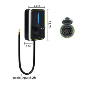 Trạm sạc xe ô tô điện treo tường tại nhà 22kW 32A, điện đầu vào 3 pha 380V AC, súng sạc chuẩn SAE J1772&IEC 61851&GBT 20234 13 sac o to dien 11kw 16a 1 pha 1 1