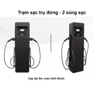 Trạm sạc xe ô tô điện trụ đứng 14kW 32A, điện đầu vào 1 pha 220V AC, 2 súng sạc