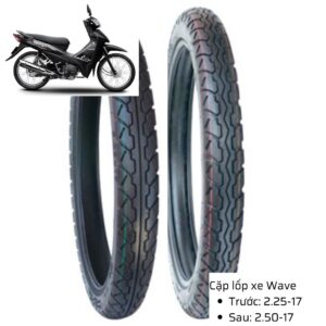 Lốp xe Wave sau 2.50-17 có săm nhãn hiệu Veloce, Đài Loan 9 cap lop xe wave honda