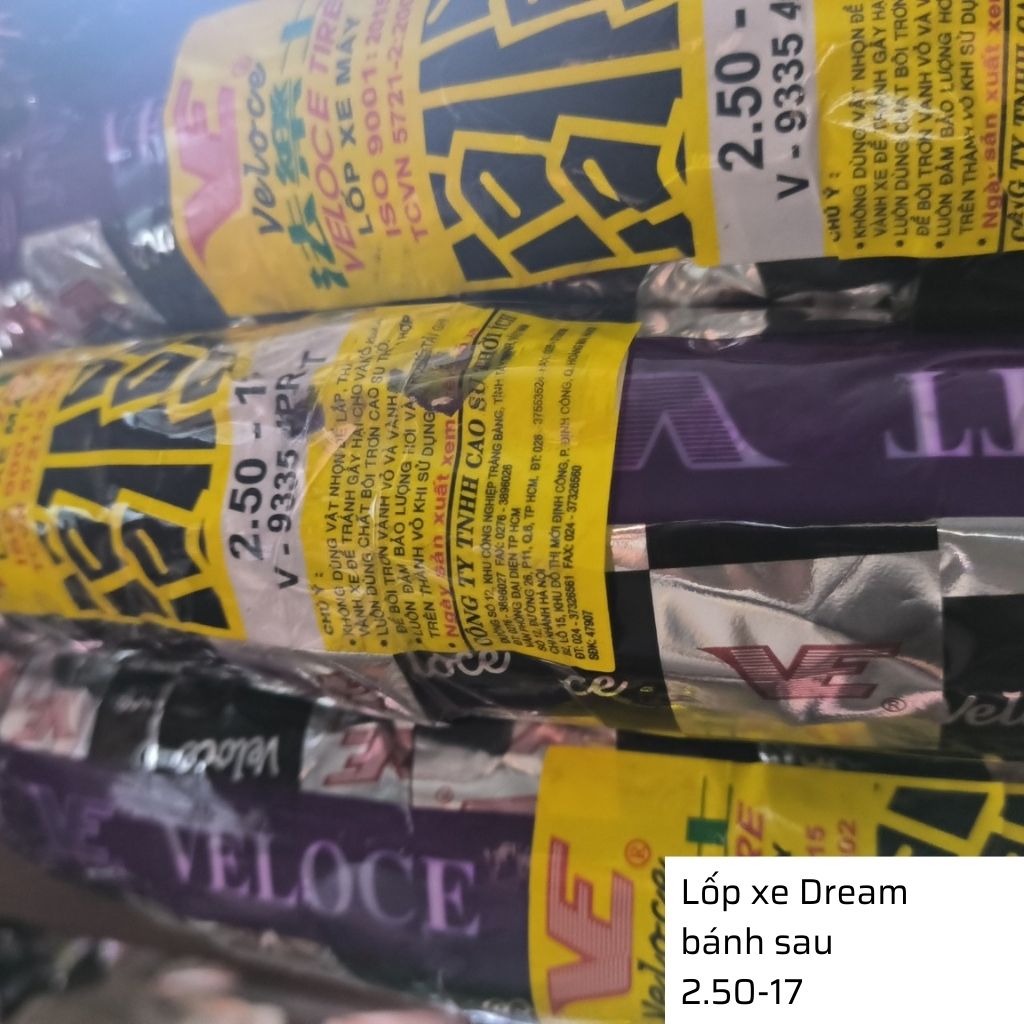Lốp xe Dream sau 2.50-17 có săm nhãn hiệu Veloce, Đài Loan 3 Lốp xe Dream sau 2.50-17 có săm nhãn hiệu Veloce, Đài Loan - Ảnh 3