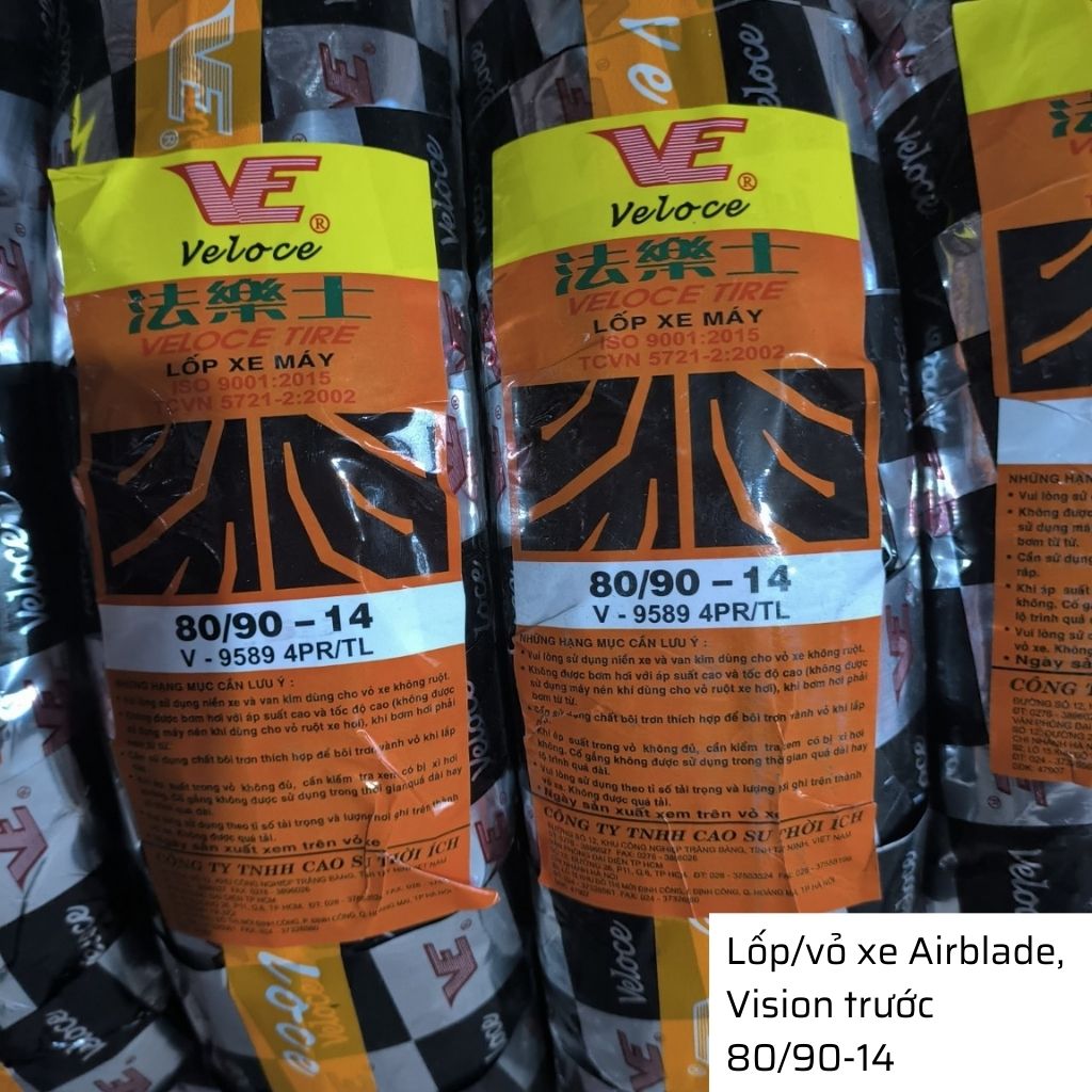 Lốp xe Air Blade, Vision trước 80/90-14 không săm Veloce - Đài Loan 6 Lốp xe Air Blade, Vision trước 80/90-14 không săm Veloce - Đài Loan - Ảnh 6
