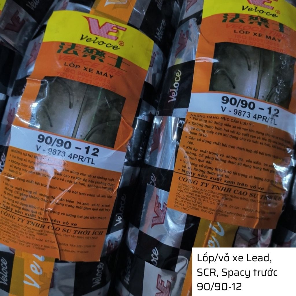 Lốp xe Lead, Attila, Spacy trước 90/90-12 không săm Veloce - Đài Loan 5 Lốp xe Lead, Attila, Spacy trước 90/90-12 không săm Veloce - Đài Loan - Ảnh 5