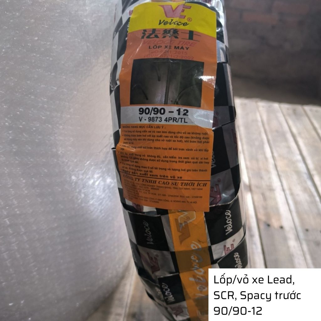Lốp xe Lead, Attila, Spacy trước 90/90-12 không săm Veloce - Đài Loan 4 Lốp xe Lead, Attila, Spacy trước 90/90-12 không săm Veloce - Đài Loan - Ảnh 4