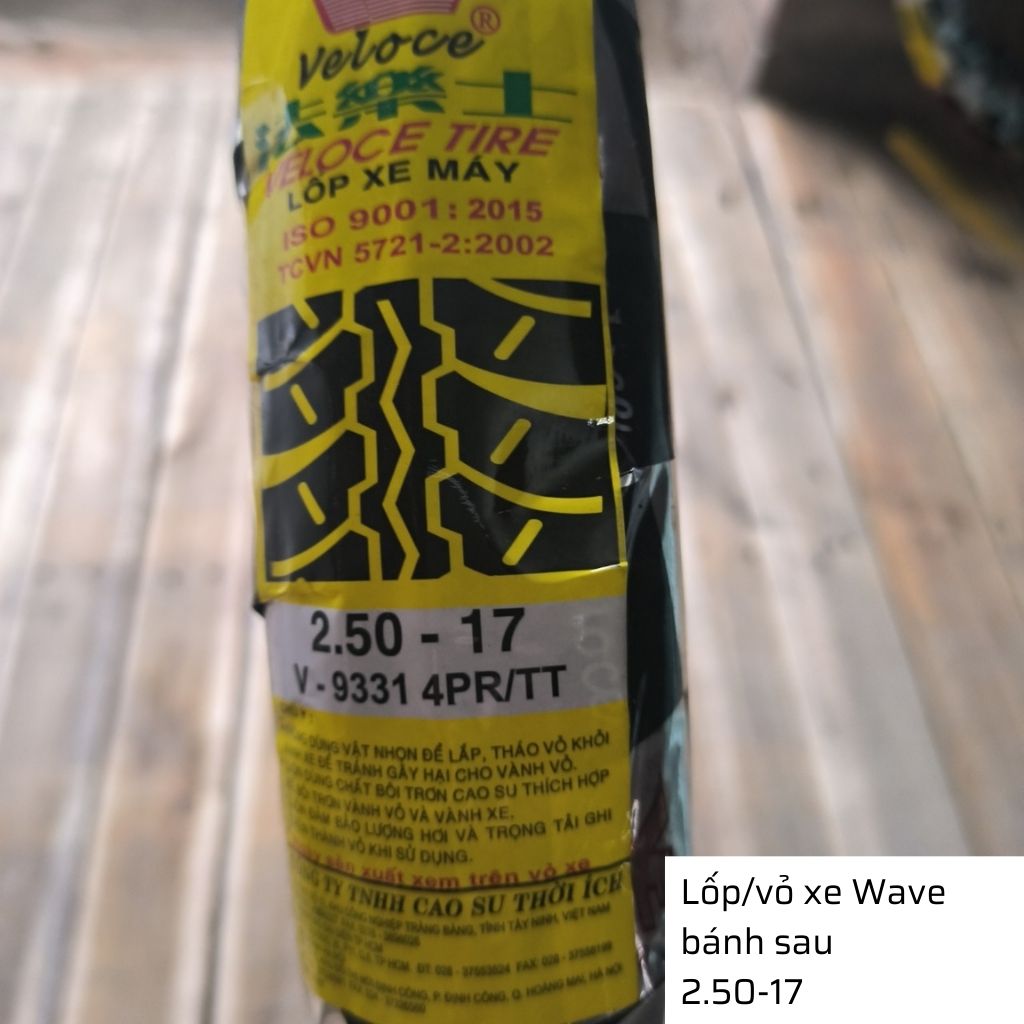 Lốp xe Wave sau 2.50-17 có săm nhãn hiệu Veloce, Đài Loan 7 Lốp xe Wave sau 2.50-17 có săm nhãn hiệu Veloce, Đài Loan - Ảnh 7