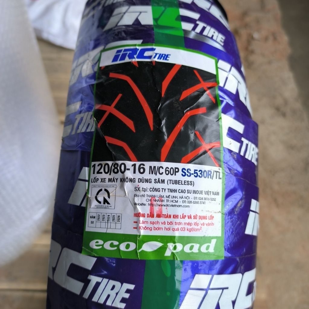 Lốp IRC xe SH 150 không săm bánh sau 120/80-16 1 Lốp IRC xe SH 150 không săm bánh sau 120/80-16