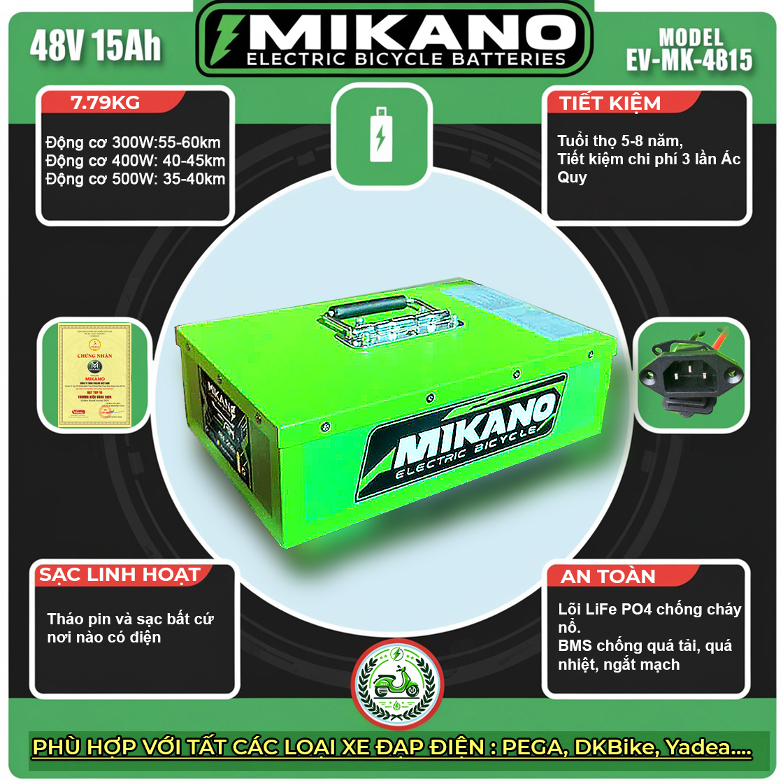 Pin Lithium Xe Điện 48V 15Ah Đi Được Bao Nhiêu Km? 1 anh thong so