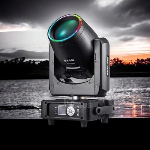 Đèn sân khấu beam di chuyển chùm tia mini 230w 7r có hiệu ứng vòng