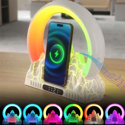Đèn ngủ đồng hồ báo thức lcc-dg11 sáng tạo bluetooth âm nhạc, đèn báo thức sạc không dây cho điện thoại
