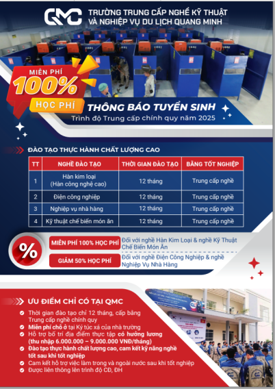 TB Tuyển sinh 2025-2026, QMC Miễn 100% Học Phí Hệ Trung Cấp Nghề 12 Tháng — Cơ Hội Vàng Cho Học Viên 1 TC1 402x568 1