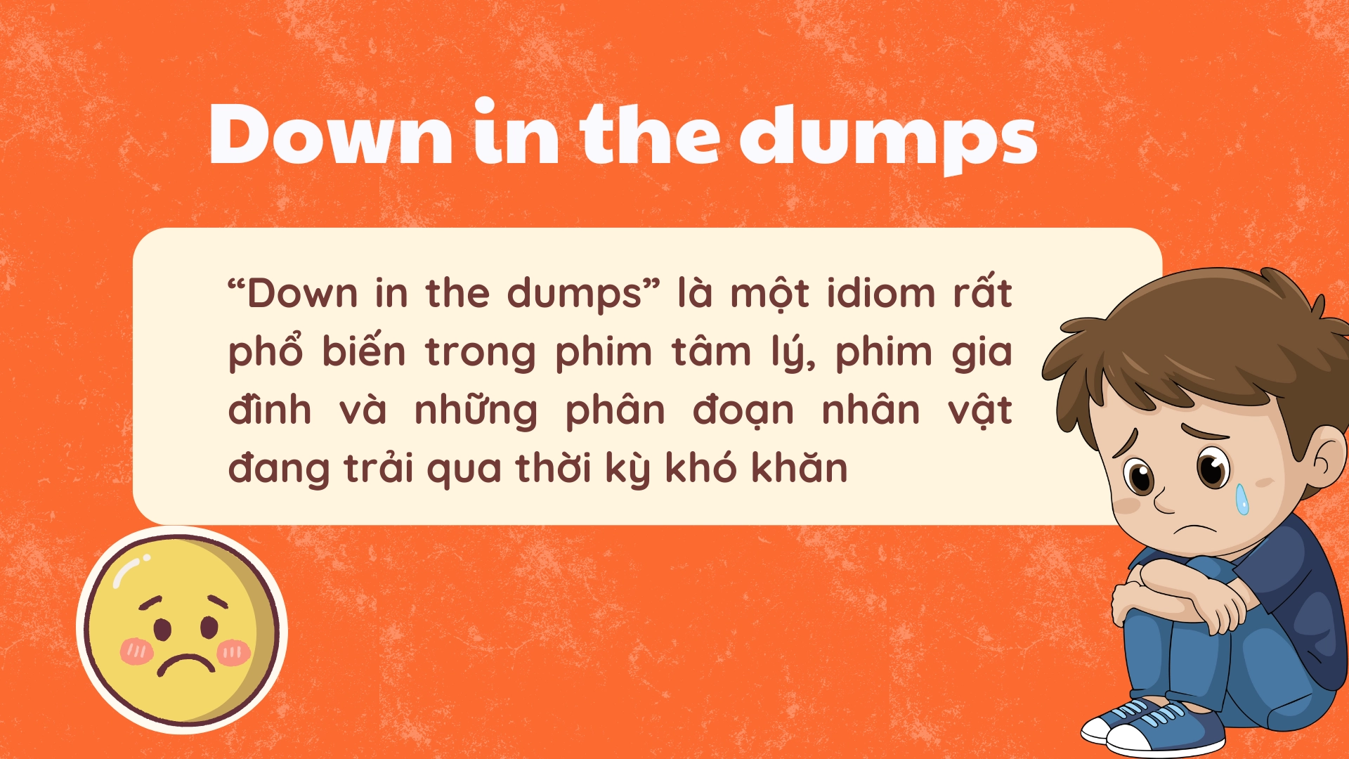 1 số Idioms đặc trưng trong phim và văn nói: butterflies in my stomach, down in the dumps, keep your chin up. 2 Idioms Đặc Trưng Trong Phim và Văn Nói