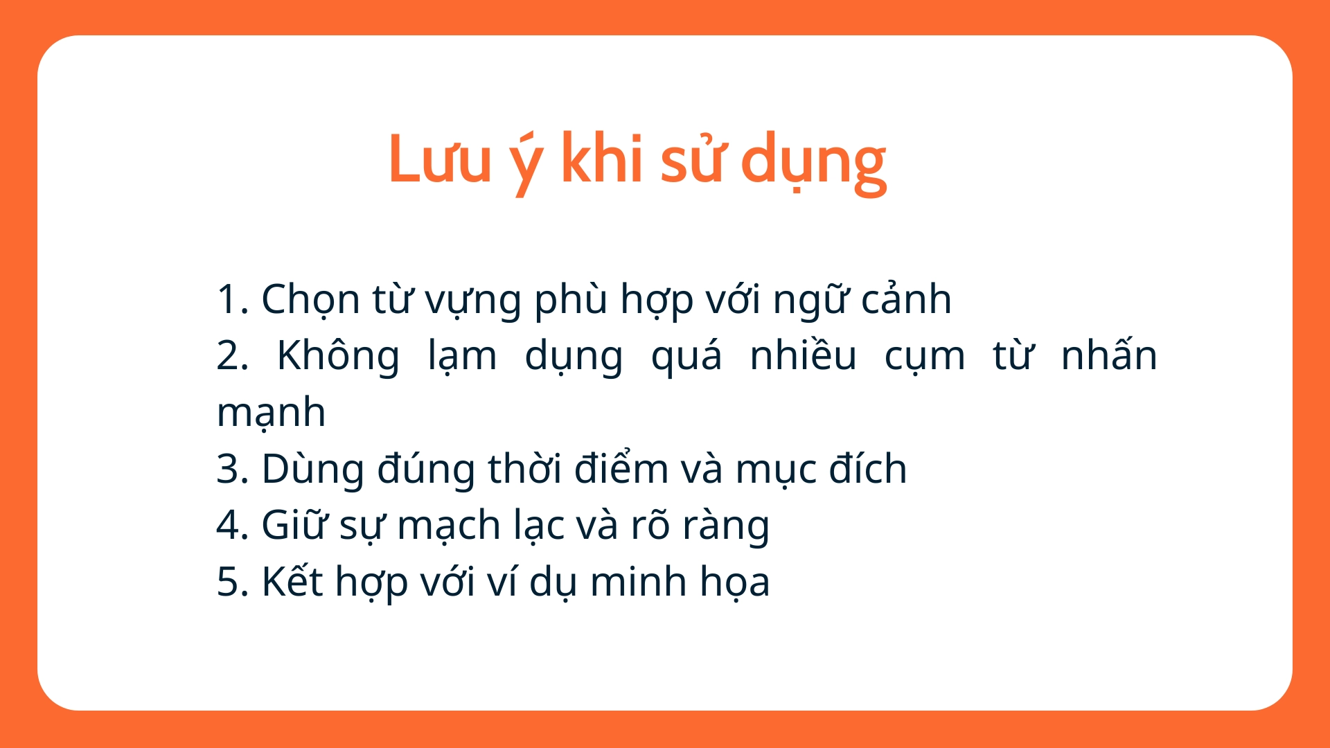 Từ vựng dùng để nhấn mạnh ý chính