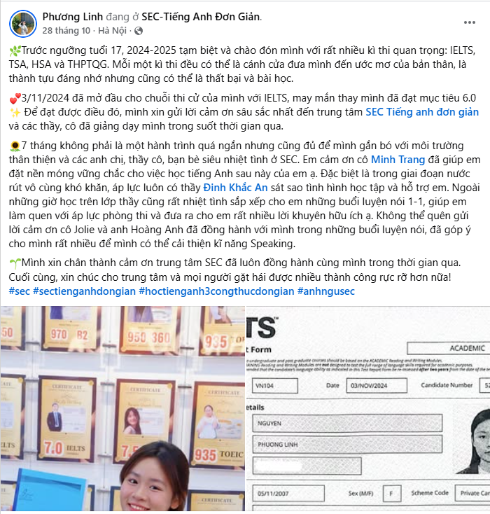 Học cách tư duy để chinh phục IELTS 6.0 cùng ANH NGỮ SEC của SECer Phương Linh 3 chinh phục IELTS 6.0