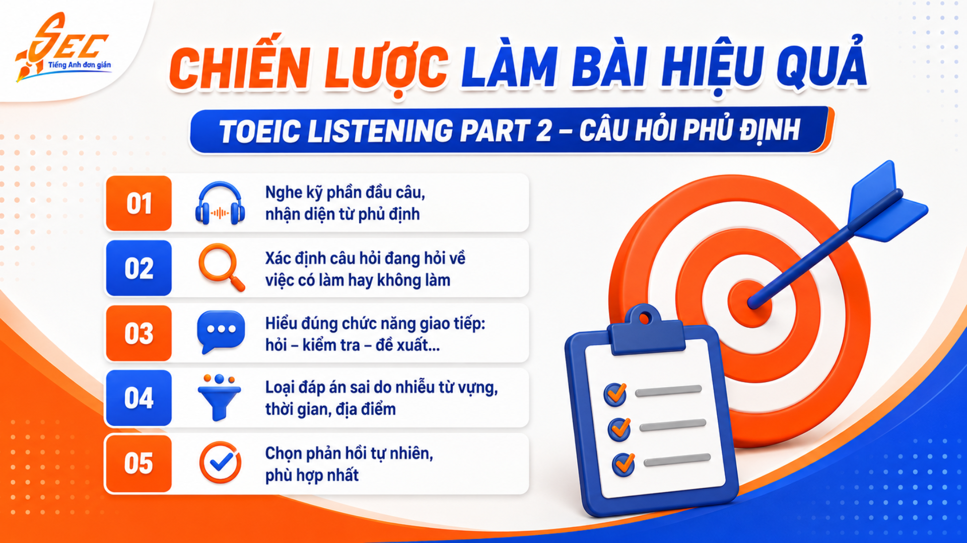 Giải đề TOEIC Listening Part 2: Chuyên đề câu hỏi phủ định 6 14 11