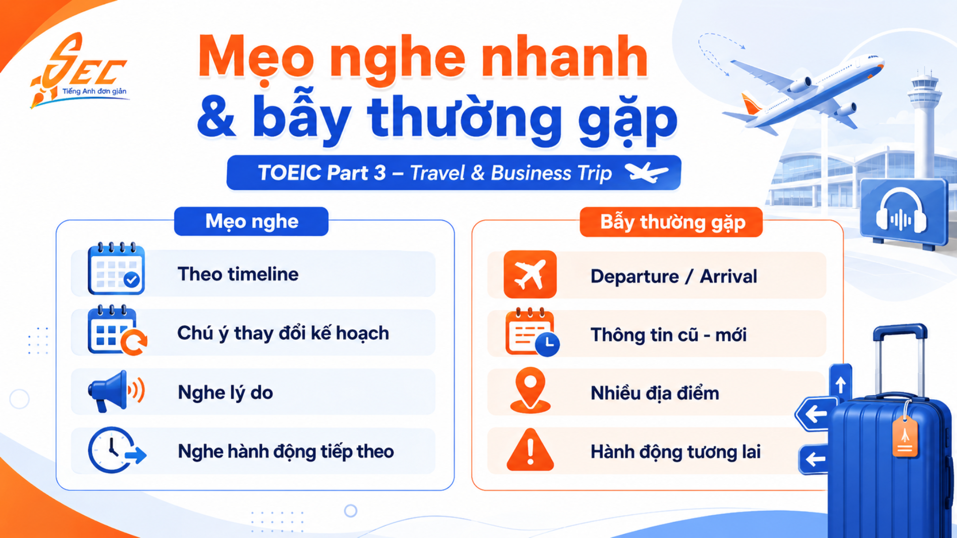 TOEIC Part 3 chủ đề Travel và Business Trip: Từ vựng, bẫy nghe và cách làm bài 6 15 13
