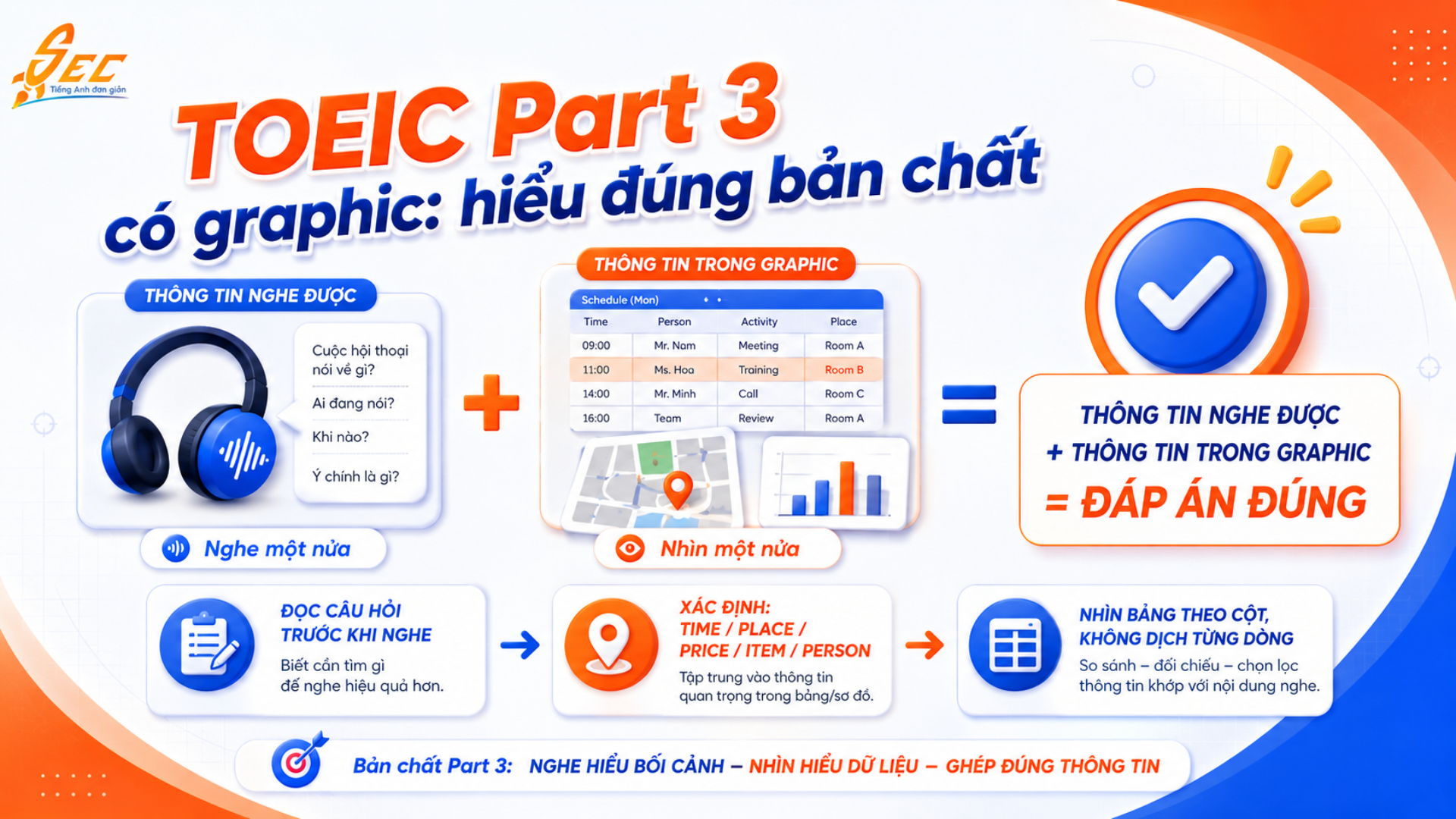 Giải chi tiết TOEIC Part 3: Cách bắt thông tin từ bảng biểu và sơ đồ 5 5 5
