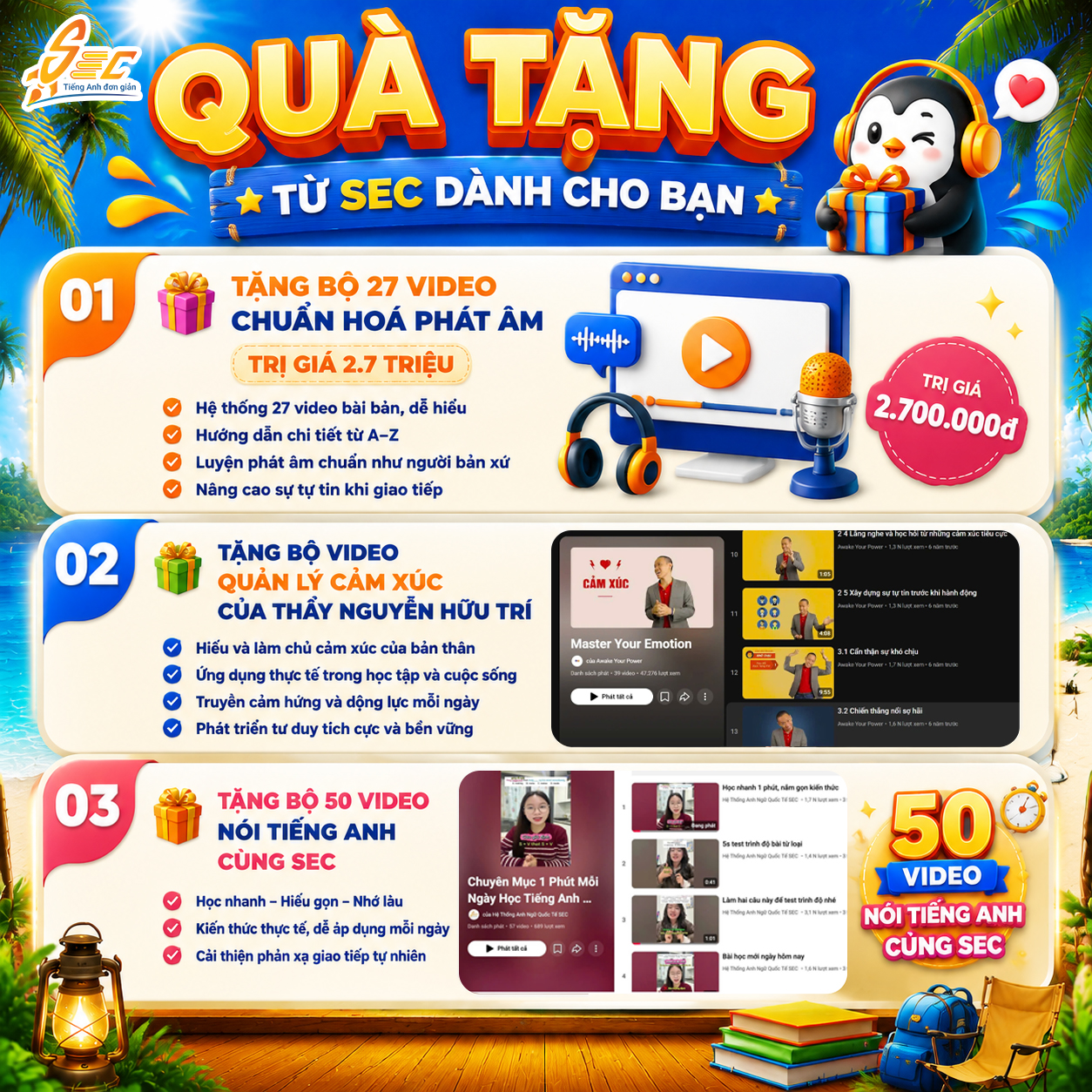CHÀO HÈ RỰC RỠ, ƯU ĐÃI HẾT CỠ - CÙNG SEC CHINH PHỤC TIẾNG ANH mùa hè 2026 6 SKT6 Qua tang