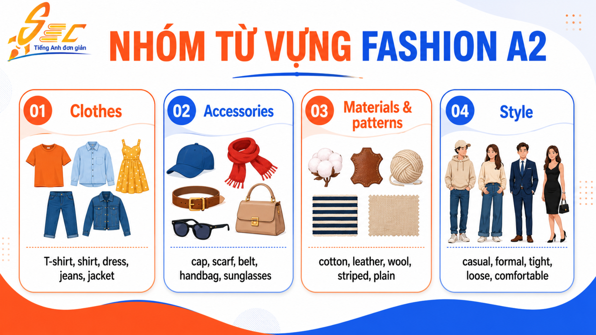 Từ vựng Fashion A2: Học cách nói về quần áo và phong cách 5 2 14