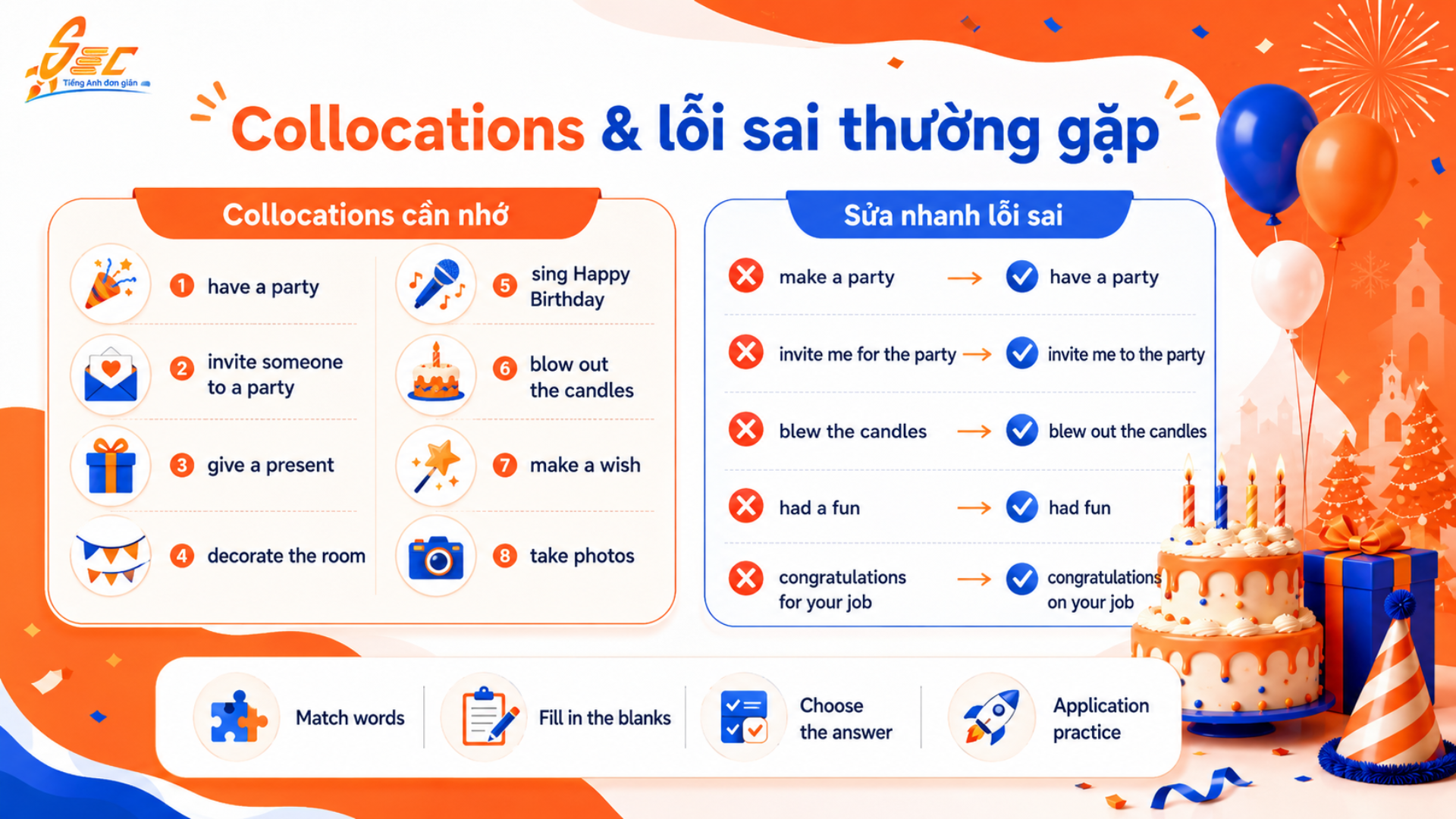 Collocations và cụm từ tự nhiên chủ đề Celebrations