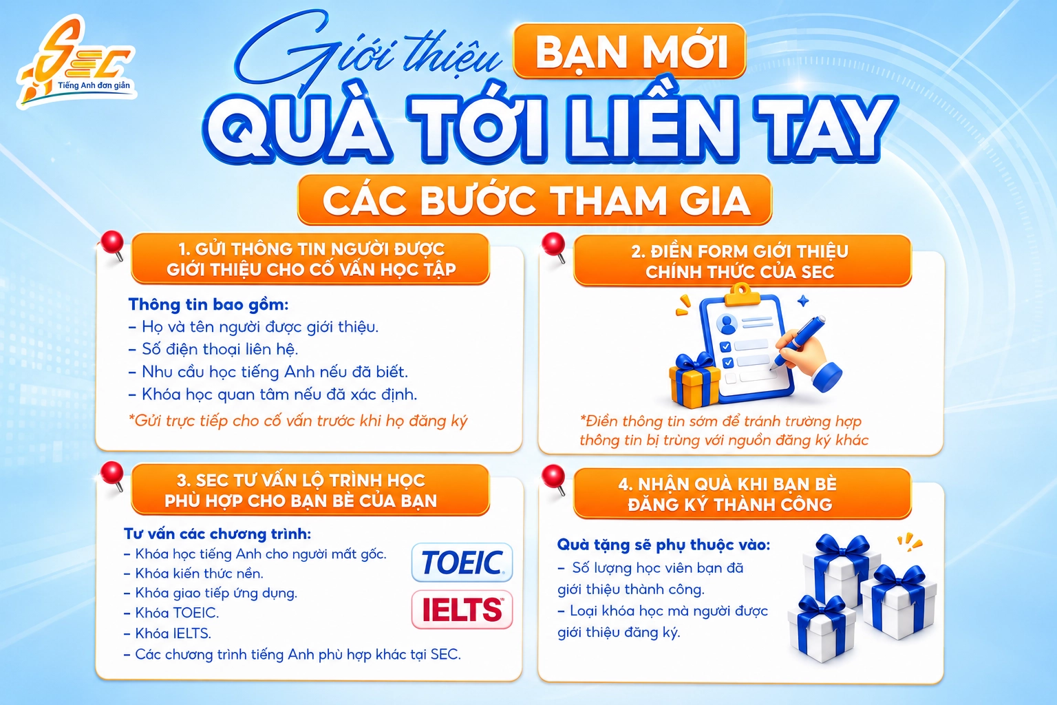 Chương trình Giới thiệu học viên: GIỚI THIỆU BẠN MỚI - QUÀ TỚI LIỀN TAY Chương trình giới thiệu học viên