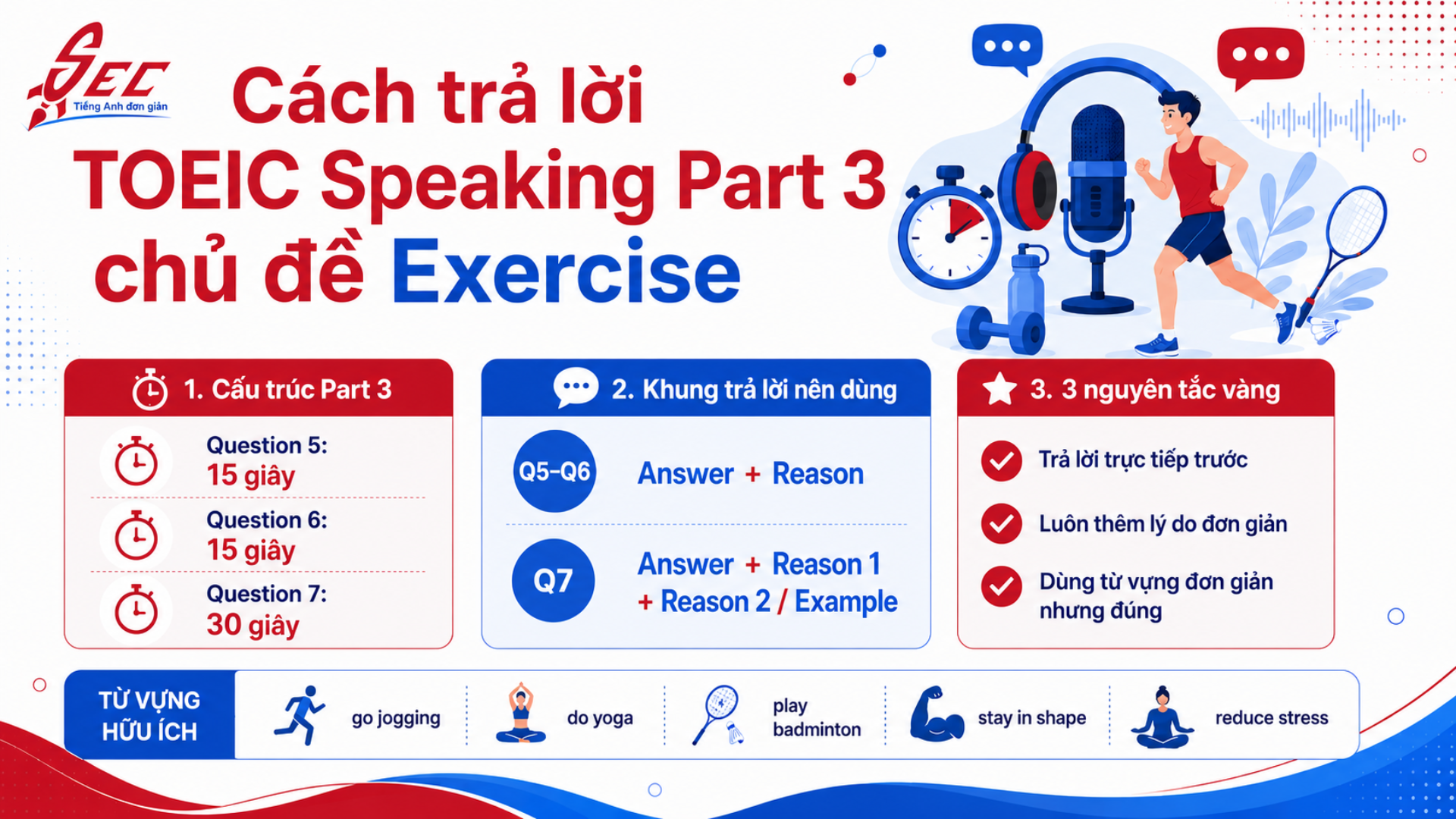 Chữa đề TOEIC Speaking Part 3 chủ đề Exercise: 2 đề mẫu có câu trả lời chi tiết 17 17