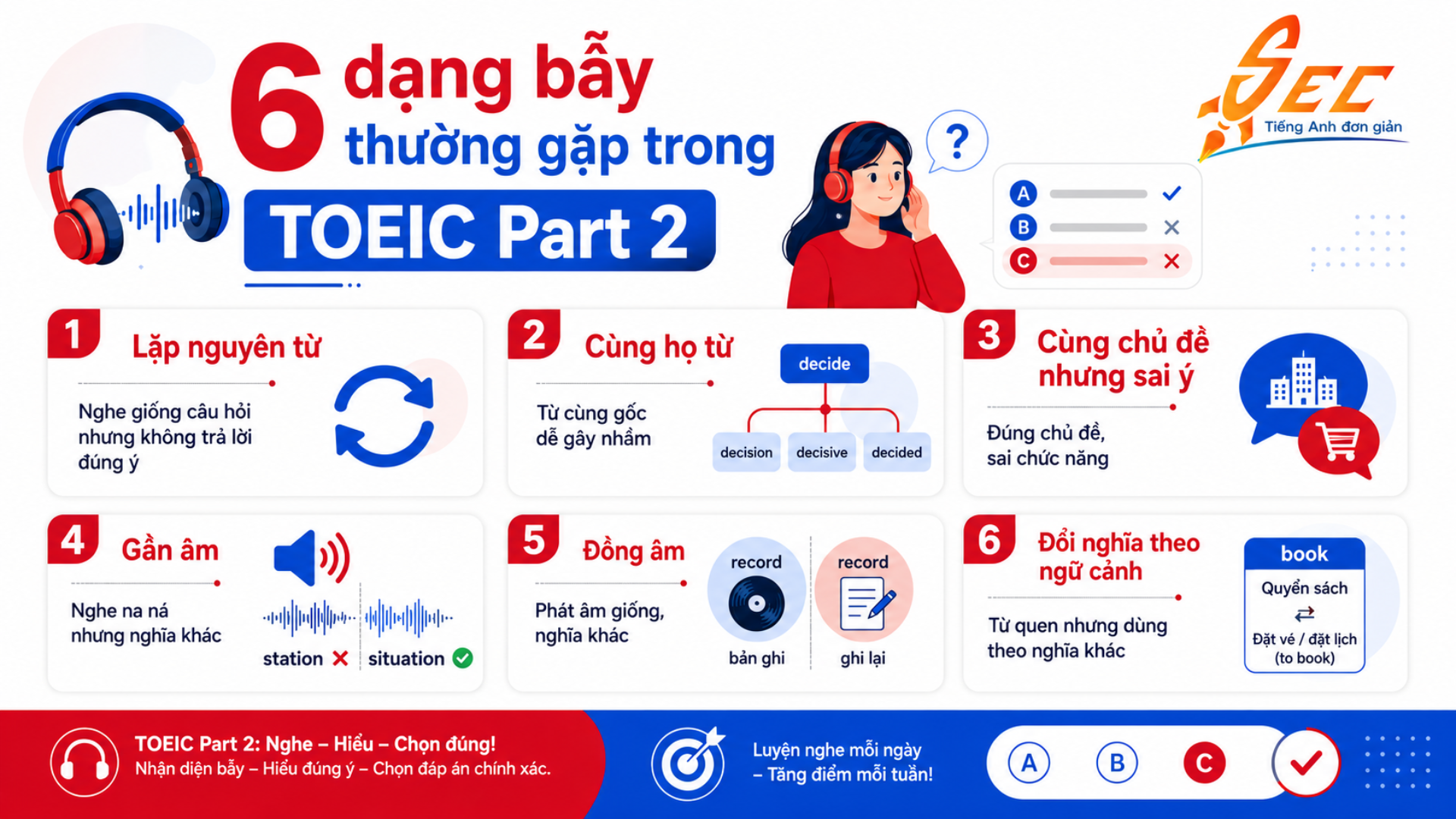 Chữa đề TOEIC Part 2: Phân tích bẫy lặp từ và từ đồng âm 26 6