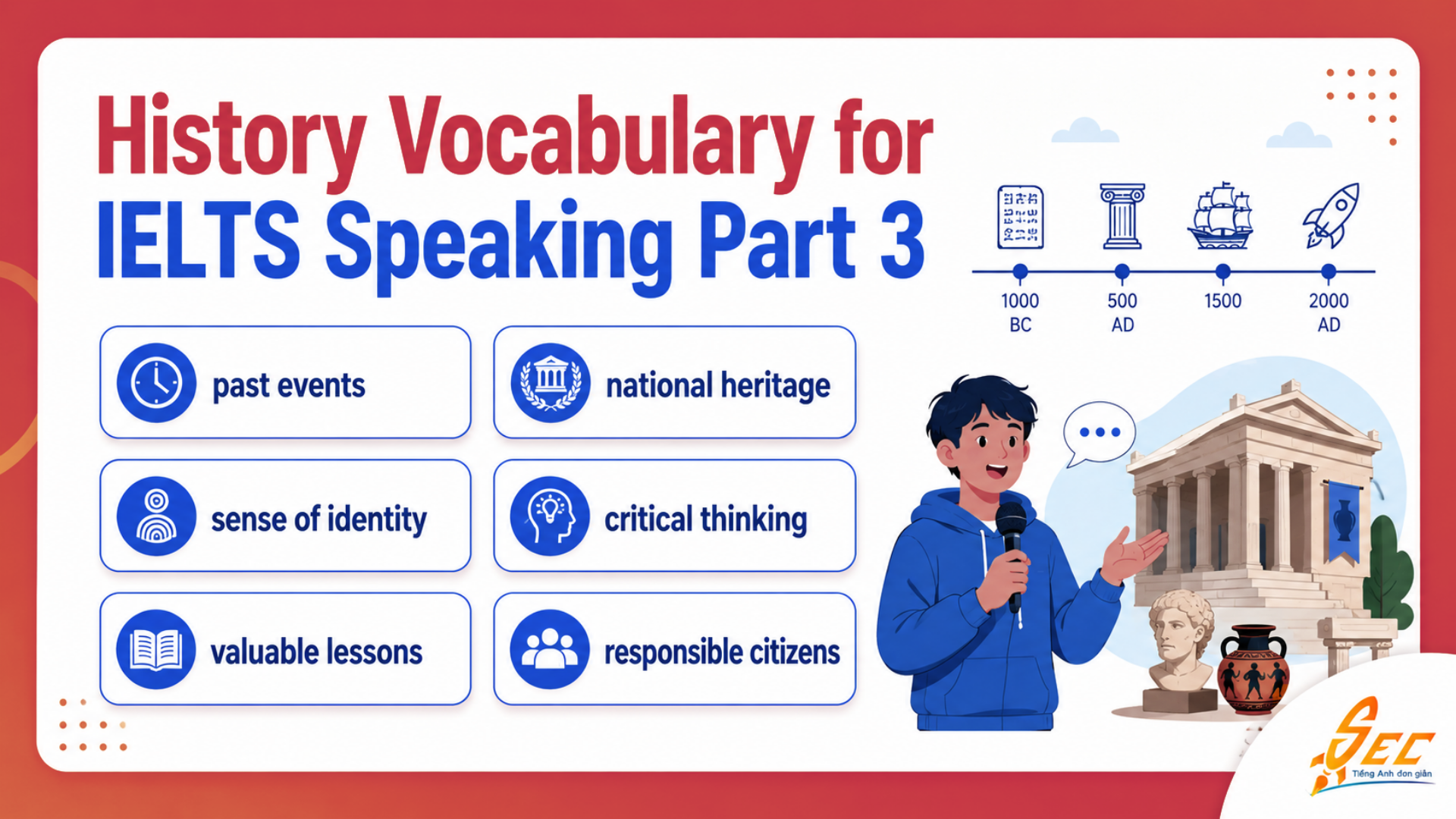 Từ vựng IELTS Speaking Part 3 chủ đề History in Modern Education gồm past events national heritage critical thinking