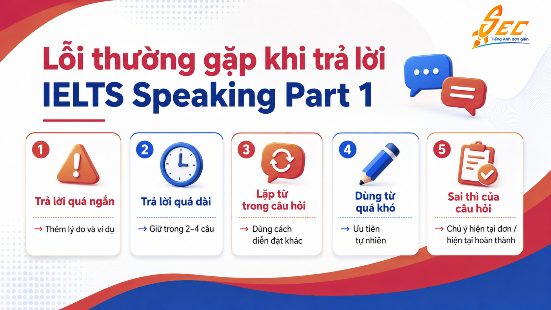 Lỗi thường gặp khi trả lời IELTS Speaking Part 1