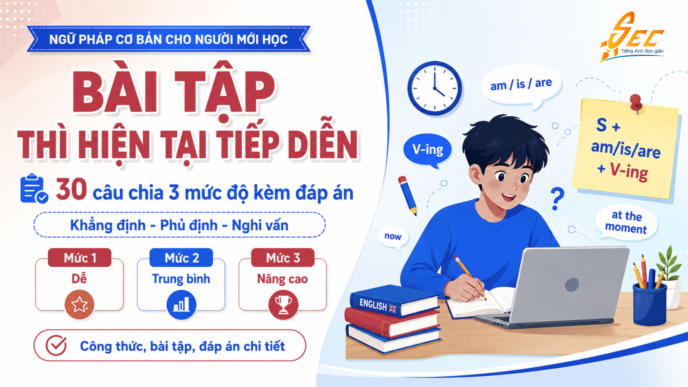 Bài tập thì hiện tại tiếp diễn: 30 câu chia 3 mức độ kèm đáp án
