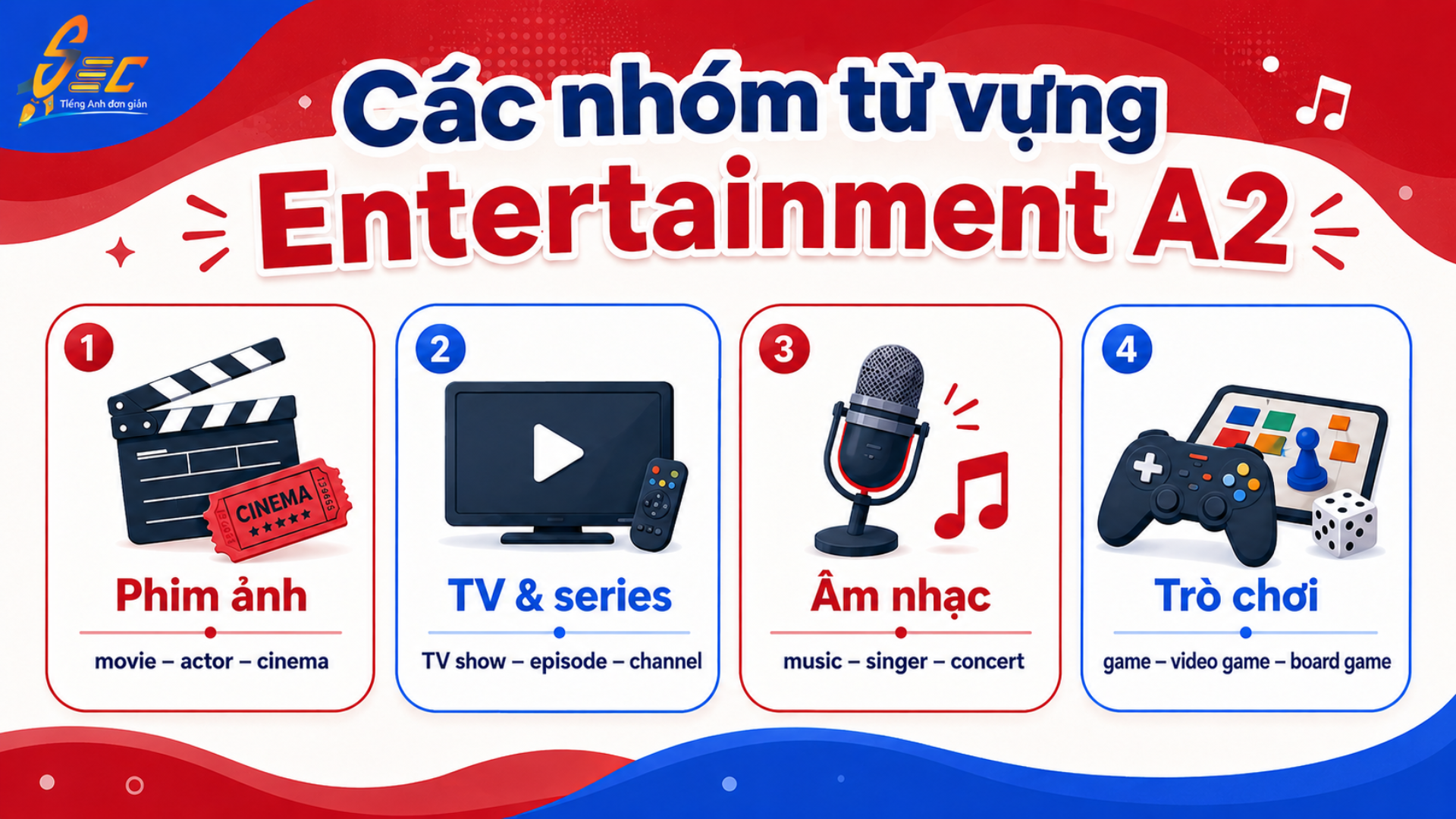 Từ vựng Entertainment A2: 40 từ và cụm từ giúp giao tiếp tự nhiên 17 9
