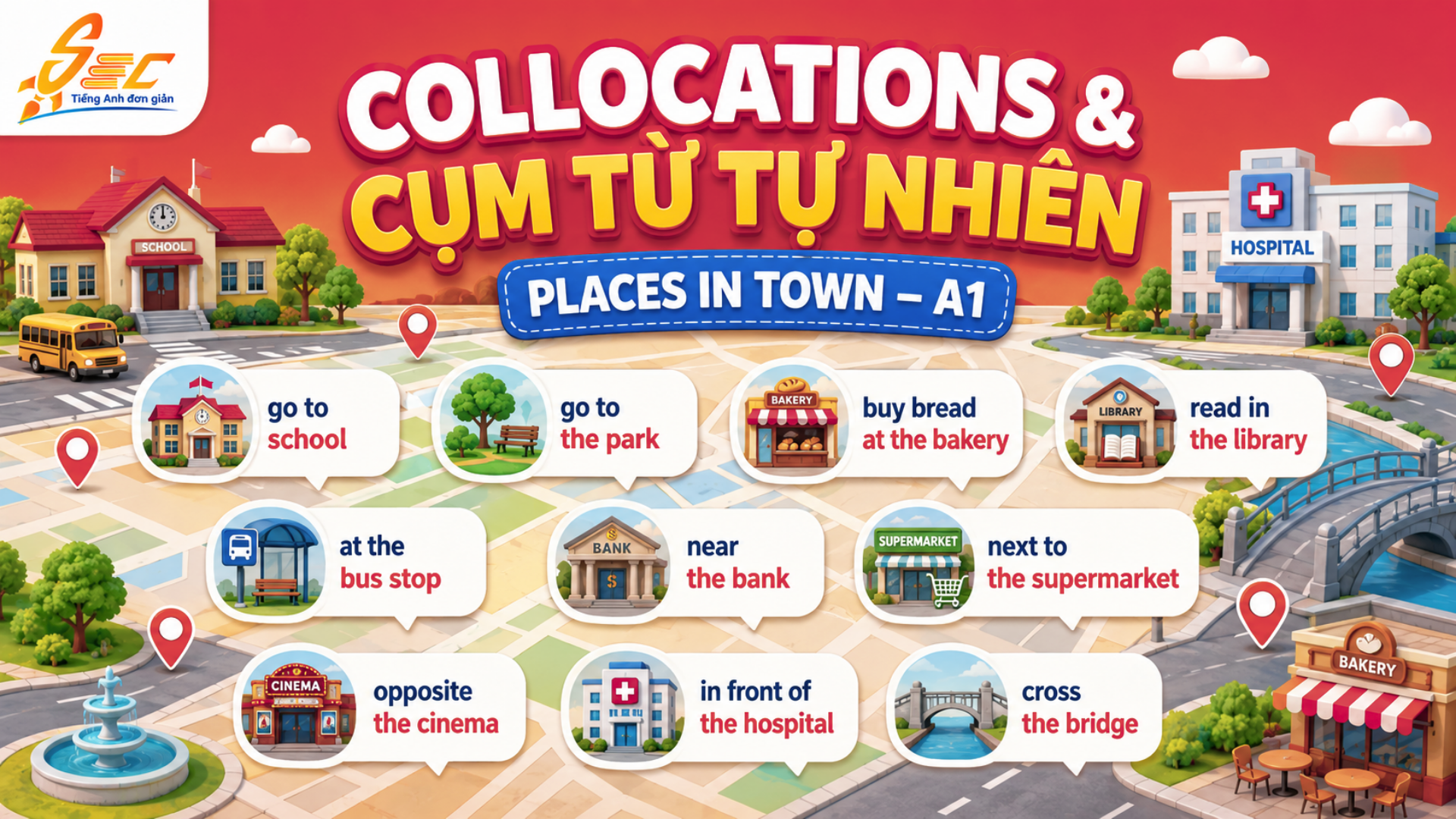 Từ vựng Places in town A1: 32 từ về địa điểm trong thị trấn dễ nhớ, dễ dùng 18 4