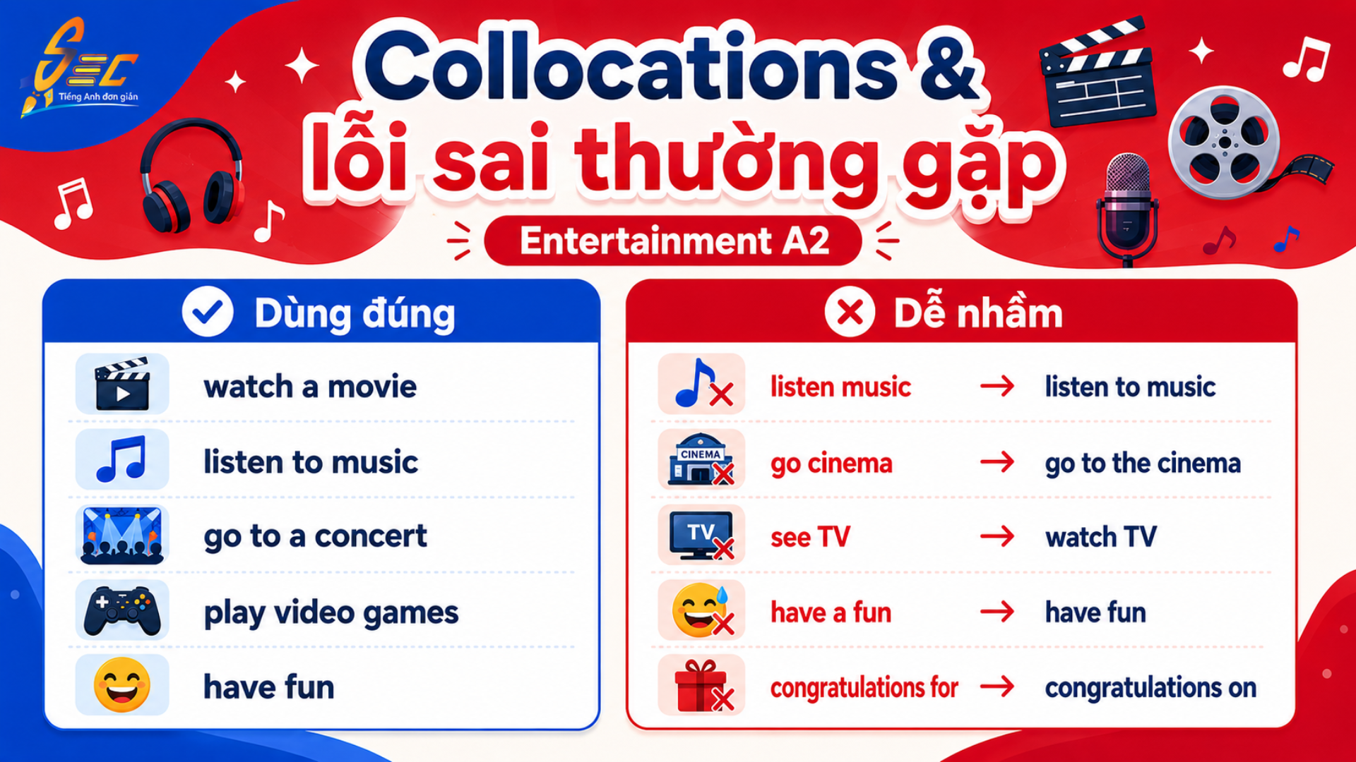 Từ vựng Entertainment A2: 40 từ và cụm từ giúp giao tiếp tự nhiên 18 9