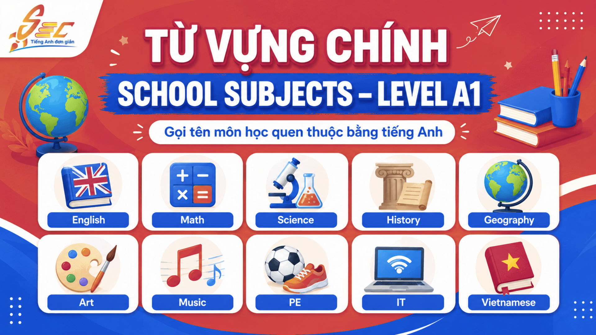 Từ vựng School subjects A1: Học tên môn học và nói câu đơn giản 35