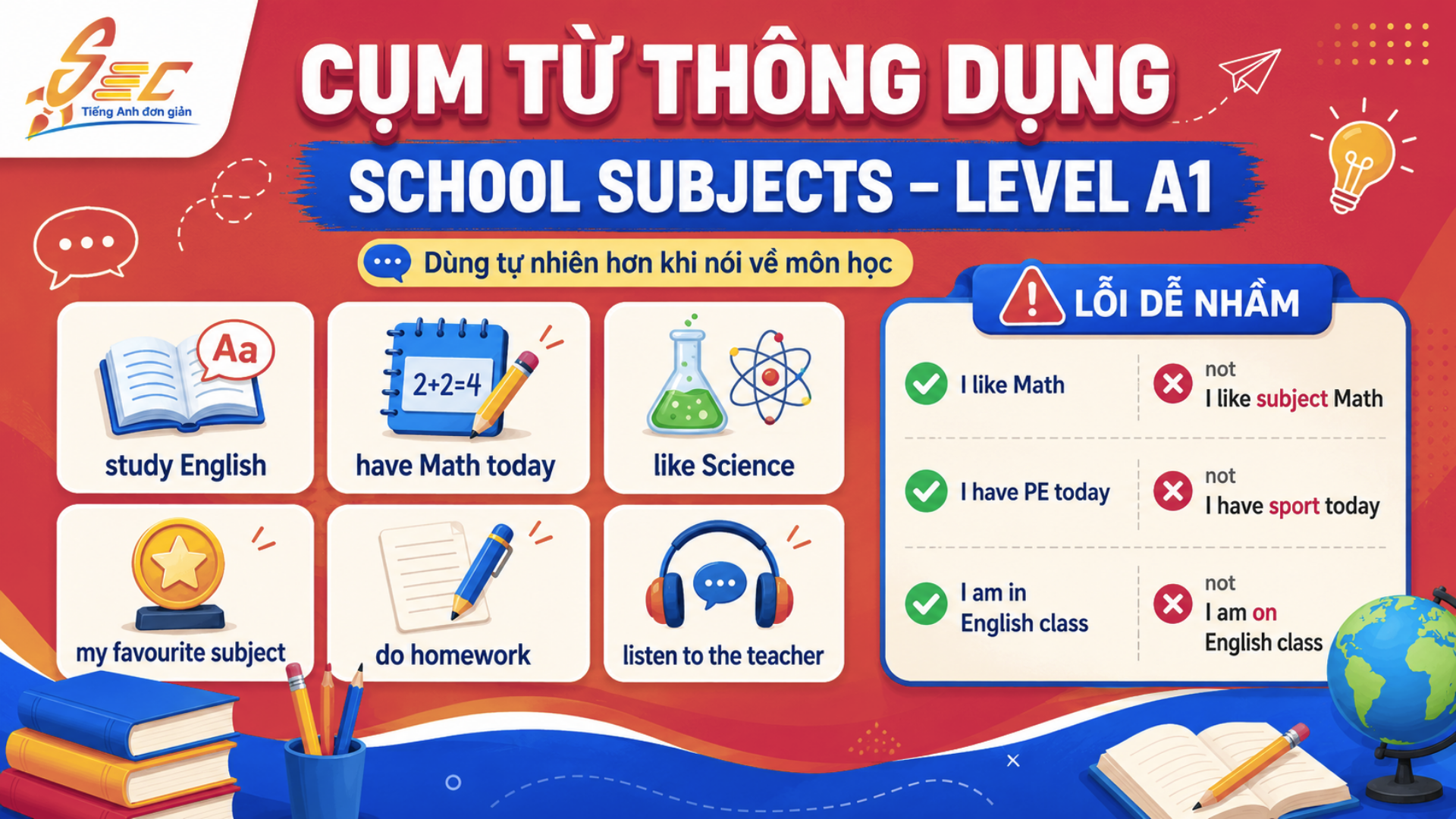 Từ vựng School subjects A1: Học tên môn học và nói câu đơn giản 36