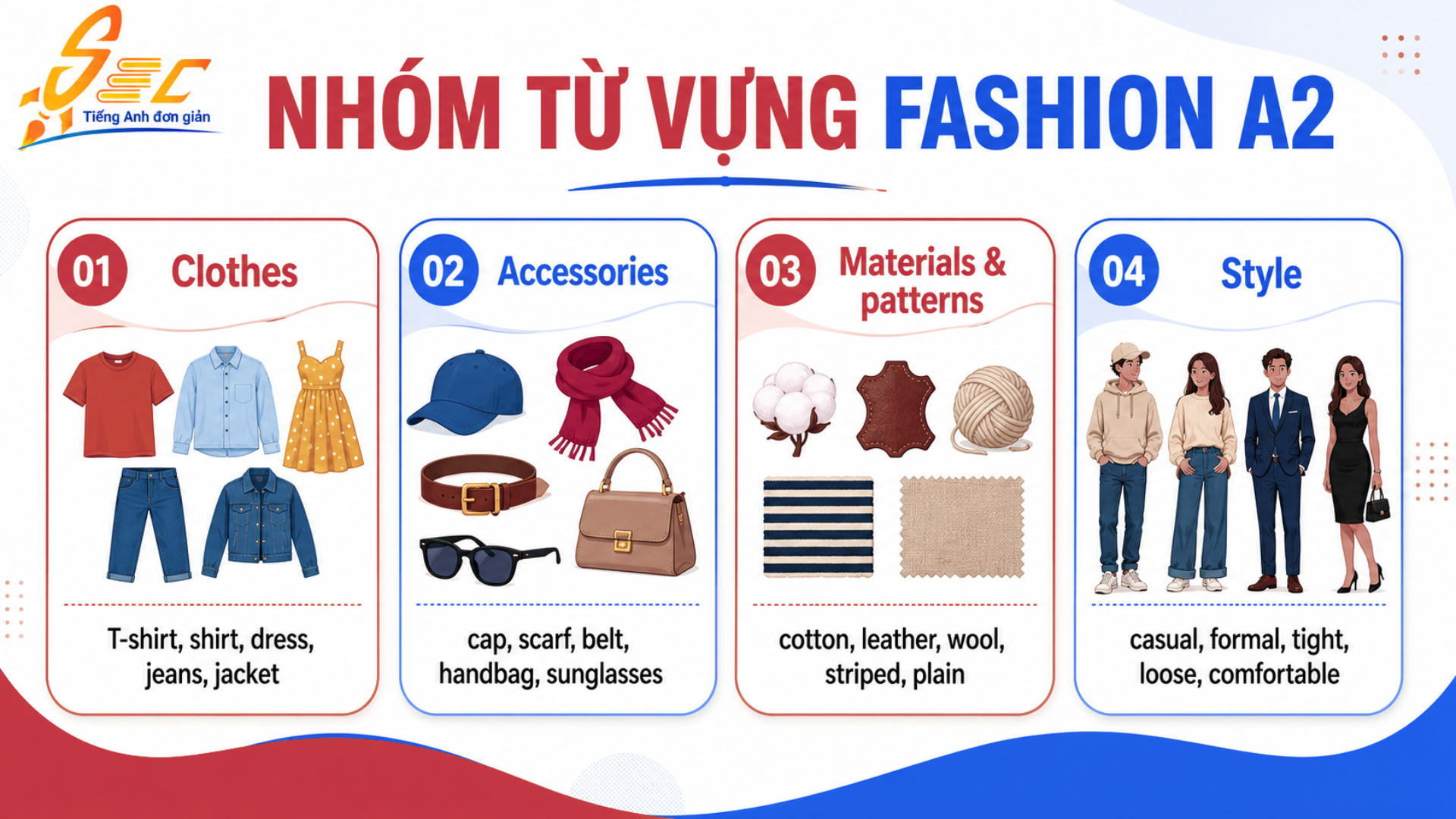 Từ vựng Fashion A2: Học cách nói về quần áo và phong cách 5 13