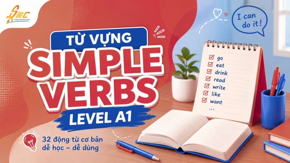 Từ vựng Simple verbs A1: 32 động từ cơ bản giúp người mất gốc nói câu đơn giản Từ vựng Simple verbs A1: 32 động từ cơ bản giúp người mất gốc nói câu đơn giản