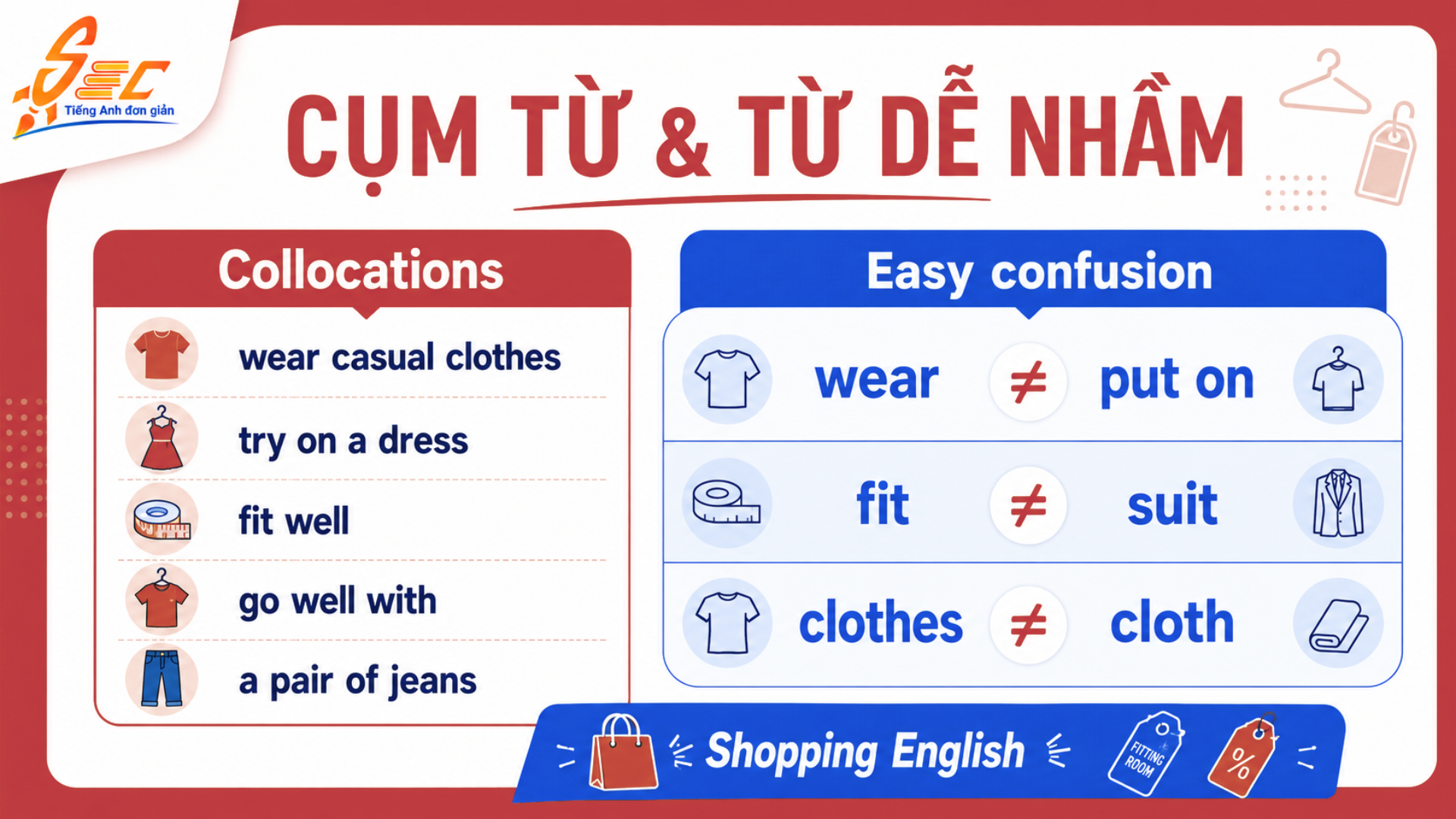Từ vựng Fashion A2: Học cách nói về quần áo và phong cách 6 13