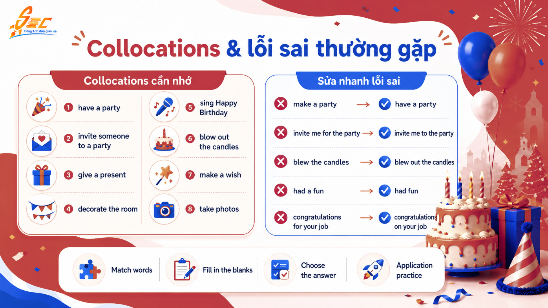 Collocations và cụm từ tự nhiên chủ đề Celebrations