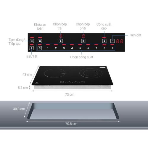 Cấu tạo bếp từ kết hợp hồng ngoại Pramie PRTH-2101 2 vùng nấu lắp âm