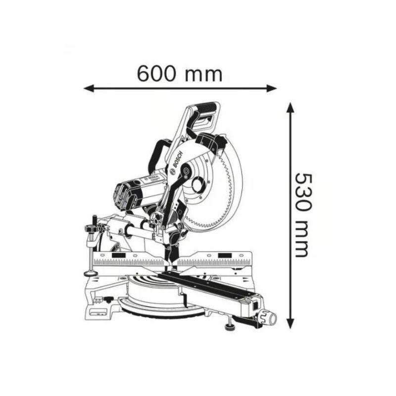 Kích thước của Máy cưa đa năng Bosch GCM 12 SD Kích thước của Máy cưa đa năng Bosch GCM 12 SD