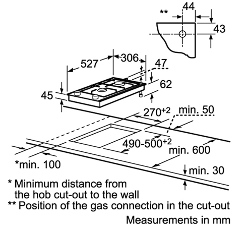 Bếp gas domino Bosch PRB326B70E Bếp gas domino Bosch PRB326B70E