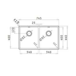 kích thước của Chậu rửa bát Bosch ASTRIS 2B